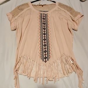 Miss Me high lo fringe top